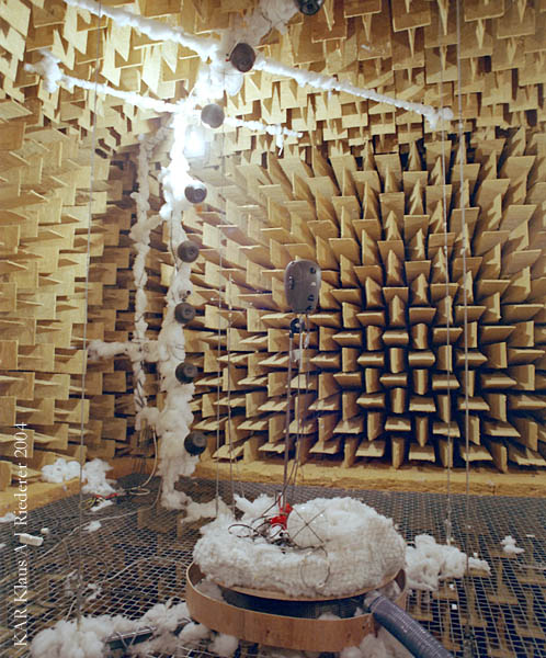KAR Klaus A J Riederer HRTF system including KAR-961b turntable in the large anechoic chamber at HUT Acoustics and Audio Signal Processing laboratory